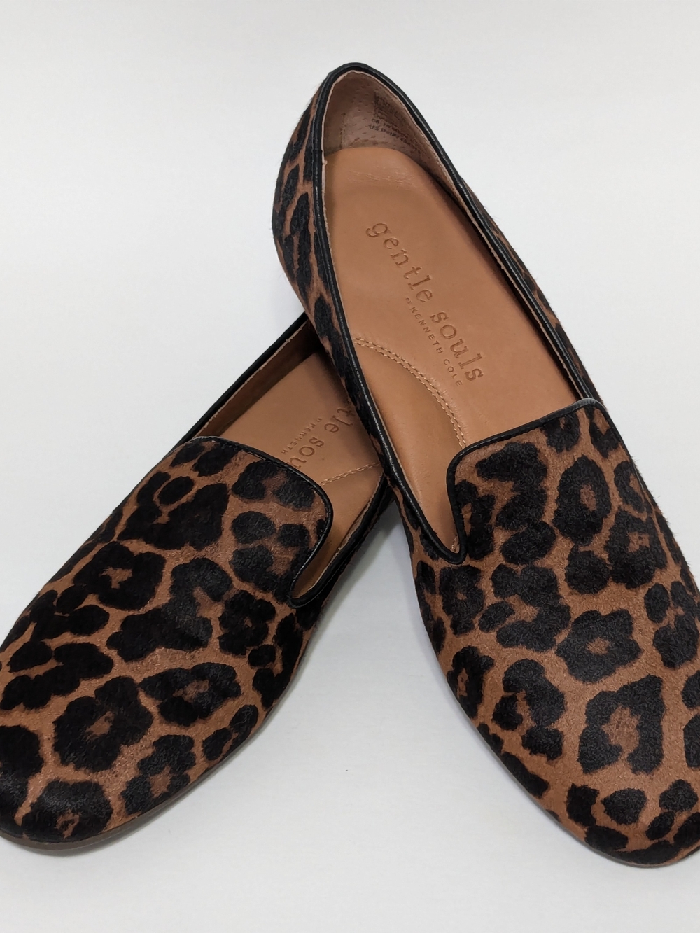 Gentle Souls Kenneth Cole Women's 9.5 LNC Leopard Print Calfskin Leather Loafers